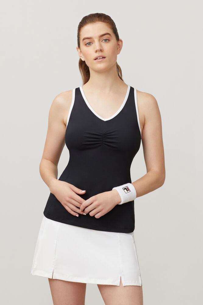 Fila Tank Top Racerback Womens Black - India PKR-250317